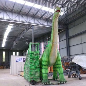 Modèle de dinosaure à long cou animatronique, statue réaliste de saurophage géant avec escalier en pierre pour la décoration de parcs à thème - Product Image 5