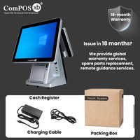 POS-терминал ComPOSxb 15 дюймов с сенсорным экраном и встроенным принтером 58 мм, универсальный настольный POS-терминал для кассовых операций