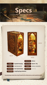 Kit de bricolage 3D Book Nook, bibliothèque miniature, modèle d'insertion pour étagère, <span class=keywords><strong>puzzle</strong></span> en bois créatif, ensemble de construction, cadeau d'anniversaire unique pour - Product Image 6