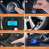 Petite pompe à air électrique 12v CC Compresseur d'air Gonfleur de pneus 150psi Grand écran numérique avec lumière Gonflage rapide