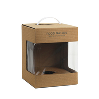 Boîte d'emballage en papier kraft avec fenêtre pour raisin, boîte en carton transparente à main pour cantaloup, boîte cadeau pour fruits alimentaires
