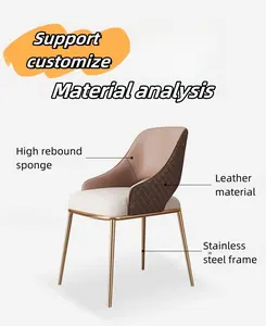 Foshan Modern Nordic Luxury Cafe Dining Chair Gold Stainless Steel And Faux Leather Upholstery For Living Room And Hotel