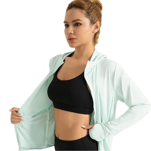 Women Hooded Sun Protection <b>Jacket</b> UPF50+ Full Sleeve Lightweight Breathable Solid Color Outdoor <b>Cooling</b> Top - Product Image 1