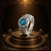 Bague ouverte réglable en cuivre, large bande sculptée vintage avec incrustation de pierre bleue, bijou rétro unisexe
