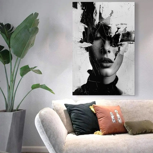 กรอบผ้าใบพิมพ์ลาย1ชิ้นที่ทันสมัยเป็นมิตรกับสิ่งแวดล้อมพิมพ์ดิจิตอลภาพแอบสแตรกต์สำหรับผู้หญิงห้องนอนหรือห้องนั่งเล่น - Product Image 4