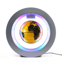 Globo Terráqueo Magnético Levitante con Luz LED de 3 Pulgadas, Mapa del Mundo Giratorio de Plástico, Lujoso y Moderno para Decoración del Hogar u Oficina, Regalo