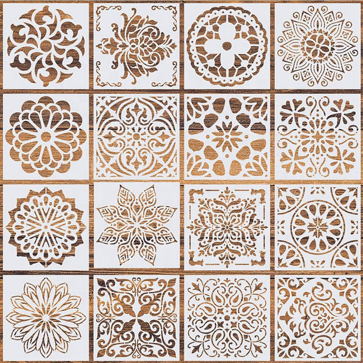 16 Pcs Mandala Stencils 6 Inch Reusable Stencils for Painting Templates Art Scrapbook