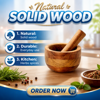 Mortier et Pilon en Bois d'Acacia "Natural House" pour Herbes, Écrase-Ail, Moulin à Café, Broyeur à Gingembre et Broyage d'Épices