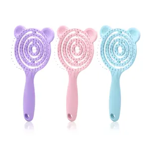 Custom Logo Cute High Quality Candy Color Portable Vent Mini Hair Brush Soft Teeth Tangle Free Hair Brush