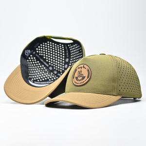 Casquette de baseball sportive imperméable à 5 panneaux à séchage rapide, avec logo personnalisé, patch en caoutchouc PVC, découpe laser - Product Image 2