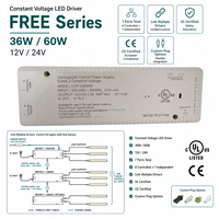 Alimentation électrique pour éclairage de meuble, 110V AC, 12V, 24V, multi-prises AC-DC, pour driver LED et profilé lumineux en plastique FREE36-25