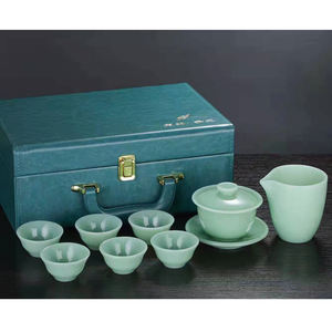 Verre à lait moseur traditionnel chinois, tasse à thé Kung Fu avec couvercle en verre de Jade - Product Image 6