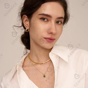 Gemma Custom 925 in argento Sterling taglio gioielli quadrati smeraldo ciondolo collana per donna - Product Image 2