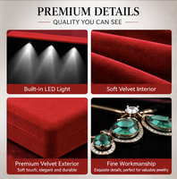 Boîte à bijoux personnalisée avec logo, vente en gros directe d'usine, grande boîte à bijoux avec éclairage LED pour bagues, boucles d'oreilles, colliers, coffret de rangement et de présentation de bijoux