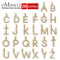 eManco Colgante de Letra con Contorno de Cristal Pavé de Acero Inoxidable, Inicial con Borde de Diamantes de Imitación para Joyería DIY de Lujo para Bodas
