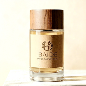 Flacon de parfum cylindrique transparent écologique personnalisable 30 ml 50 ml 100 ml avec couvercle en bois - Product Image 1