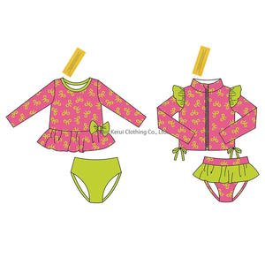 Tenues décontractées personnalisées avec leggings et manches courtes, vente en gros de maillots de bain imperméables pour bébé fille - Product Image 4