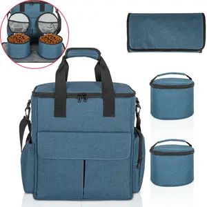 Bolsa de transporte portátil macia e dobrável com pá, bolsa para piquenique de viagem e fim de semana, com lanche para cães, bolsa para transporte de animais de estimação, tigela para comida ao ar livre, novidade