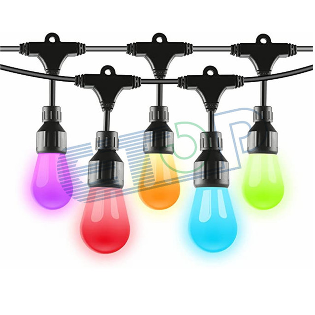 LED String Lights Outdoor, Heavy-Duty Edison Lights 25 FT Smart Patio Lights Waterproof Colorful Change String Bulbs for Garden