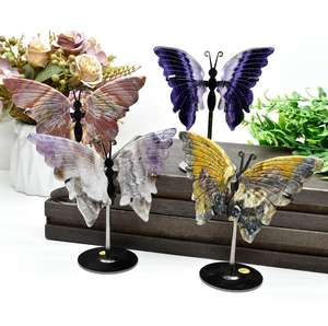 Vente en gros Nouvel arrivage d'agate mousse en cristal naturel Artisanat ailes d'ange papillon Ailes de cristal pour la décoration intérieure - Product Image 3