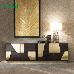 <span class=keywords><strong>Credenza</strong></span> Geometrica di Lusso Italiana, Mobili da Cucina Moderni in Oro, <span class=keywords><strong>Credenza</strong></span> in Legno di <span class=keywords><strong>Design</strong></span> per Sala da Pranzo di Villa - Product Image 2
