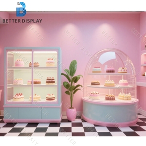Meubles de <span class=keywords><strong>boulangerie</strong></span> style rose vitrine à gâteaux personnalisée comptoir de présentation à gâteaux <span class=keywords><strong>en</strong></span> verre incurvé pour vitrine de <span class=keywords><strong>boulangerie</strong></span> - Product Image 1