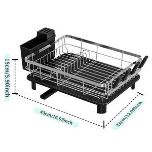 Égouttoir à serviettes en acier inoxydable sur pied, moderne, pour évier de cuisine, double niveau, non pliable, avec panier de drainage étanche - Product Image 2