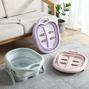 Travel Household Plastic Massaging Rollers Portable Folding Massage Foot Tub Bubble Massage Folding Foot Bath For Stress Relief