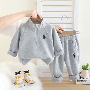 <strong>Boys</strong>' Suit New <strong>Children's</strong> Baby Clothes Spring And Autumn Stand Collar Pullover Hoodie Two-piece Set - Product Image 2