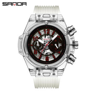 SANDA Creative à la mode 3D évidé montre plaque luminescente 24 heures hommes montre à Quartz Cool et fier - Product Image 3