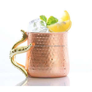 Taza de cerveza de cobre de mula de Moscú de nuevo diseño hecho a mano de 18 oz, diseño minimalista, mango de latón, Metal, ocasión de boda, capacidad de 400ml - Product Image 1