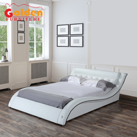 Ensemble de chambre à coucher moderne et luxueux cadre de lit en cuir blanc
