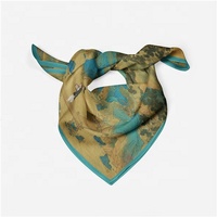 Petit foulard carré en twill de soie pour femme, style chinois, motif carte de Taoyuan, bandana, foulard, cadeau pour fille, 53*53cm, 2025