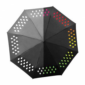 Parapluie publicitaire portable personnalisé avec logo, impression intégrale, pliable, cadeau de voyage, minimaliste, coupe-vent, ouverture manuelle, promotionnel - Product Image 1