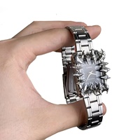 Montre sport en acier inoxydable, design tendance, cadran numérique rétro personnalisé, verre cristal, mouvement à quartz, résistance à l'eau 20m
