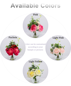 Bouquet de fleurs artificielles mixtes roses et marguerites en gros pour centre de table, décoration de maison et de mariage - Product Image 5