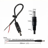 Connecteur d'alimentation CC DC5521 mâle à fils nus, extrémité ouverte, 0,2 m 20 AWG pour routeur sans fil, terminal de réseau optique (ONT)