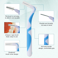 Brosse interdentaire à manche bicolore avec brosse interdentaire à poils en nylon Dupont de type L pour le nettoyage des dents