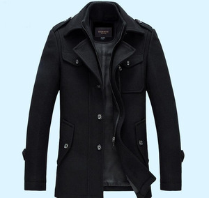 <span class=keywords><strong>Manteau</strong></span> en Laine Homme Automne <span class=keywords><strong>Hiver</strong></span>, Pardessus Business avec Col Tailleur, Motif Trench Brodé en Tissu Tricoté - Product Image 5