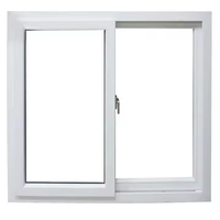 Ventanas Corredizas Horizontales de Plástico Aisladas Modernas para el Hogar, Ventanas de Doble Vidrio, PVC/UPVC, Resistentes a Huracanes y al Viento