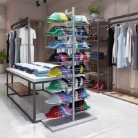 Hot Selling Mehr schicht ige Baseball kappe Display Rack Doppelseitige bodens tehende Display Racks für Kappen