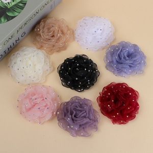 Organza Flower Hair Clip Rhinestone Decor <b>Wedding</b> DIY <b>Accessory</b> For Women Headdress Corsage - Product Image 1