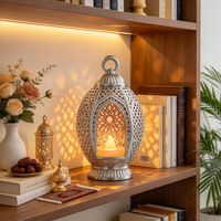 Lanterne de table islamique Ramadan, décoration découpée lune et étoile, lampe décorative Eid Mubarak, décoration de table intérieure pour fête