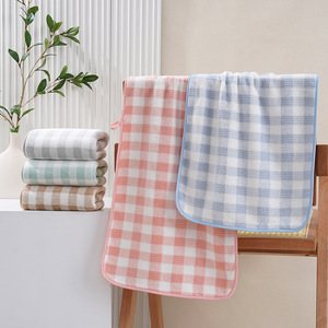 Serviette en polaire corail à carreaux de style japonais 75x35cm, séchage rapide, pour la plage et usage domestique adulte - Product Image 3