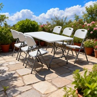 Table pliante multifonctionnelle de type chevalet, 6 pieds, en plastique HDPE, pliable en deux, pour exposition