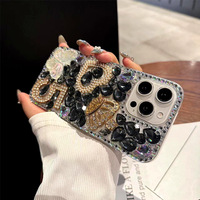 Coque de téléphone portable de luxe avec diamants colorés en forme de papillon et de cœur pour iPhone 16 17 15 14 13 Pro Max, coque antichoc, coque arrière