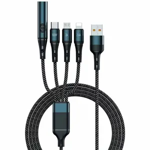 100w 4in1 고속 충전 데이터 케이블 6A USB 타입 C 케이블/마이크로 폰 USB 충전 케이블