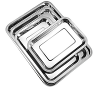 Plateau à fond plat en acier inoxydable de haute qualité Plateaux de service carrés profonds Plaque rectangulaire Plateau de cuisson Pan