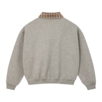 Sweat-shirt polo oversize gris avoine pour homme, personnalisable avec logo brodé ou sérigraphié, style streetwear, coupe ample, vêtement de sport, vente en gros