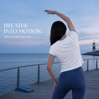 T-shirt de yoga pour femme à manches courtes avec bordure contrastante, en rayonne et élasthanne, hauts de sport doux et ajustés, vêtements de sport pour femme, vente en gros